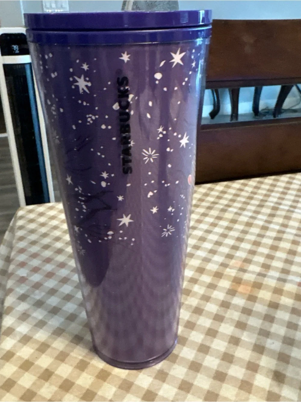 Purple Starry Tree Travel Tumbler with Orange Accents Starbucks